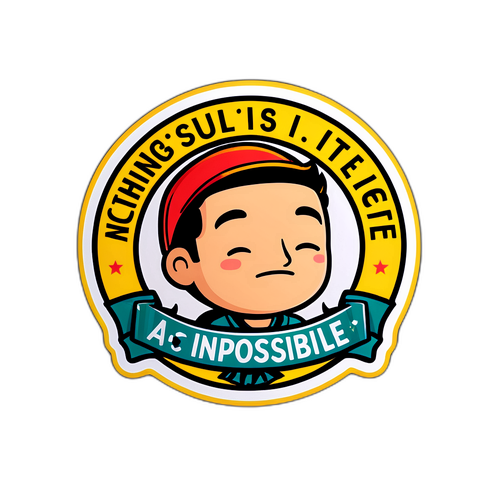 Nhãn dán với đôi mắt nhắm lại và câu nói 'Nothing Is Impossible'