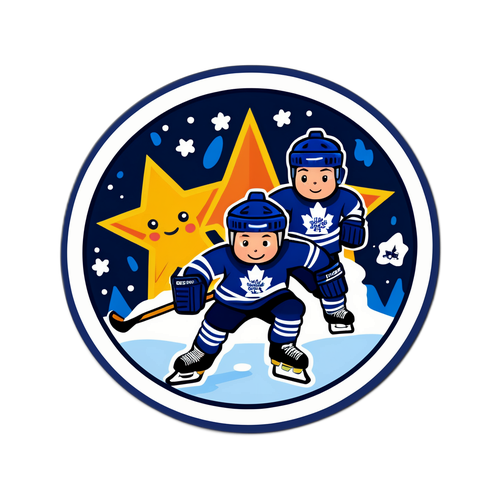 Maple Leafs and Stars Playful Sticker