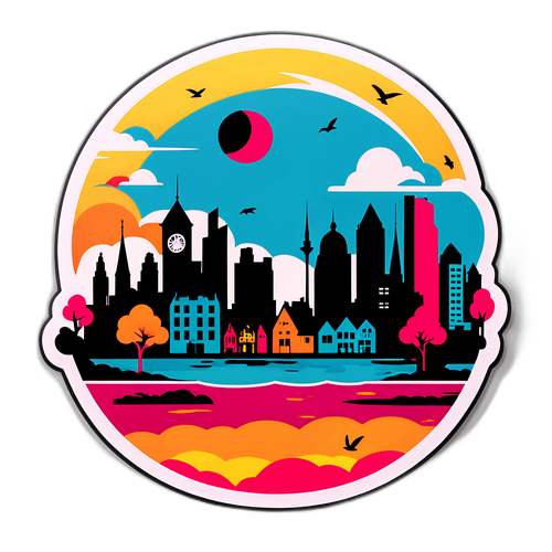 Sticker de paisaje urbano inspirado en Dominique