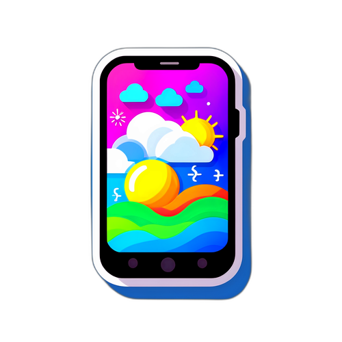 Ikon Smartphone Modern dengan Aplikasi Cuaca