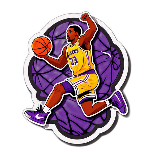 Desenho divertido de um jogador de basquete em salto e enterrada