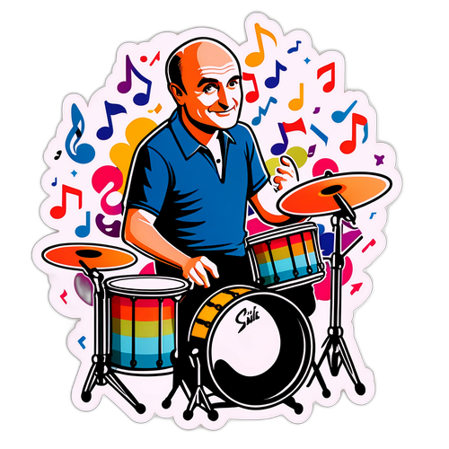 Retro geïnspireerde sticker van Phil Collins