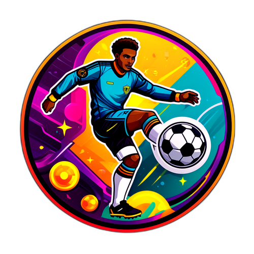 Un adesivo futuristico di Estevao che fonde calcio e sci-fi