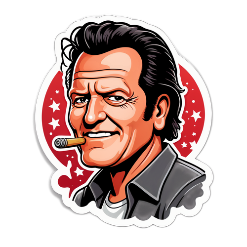 Autocolant cu Michael Madsen în stil cartoon