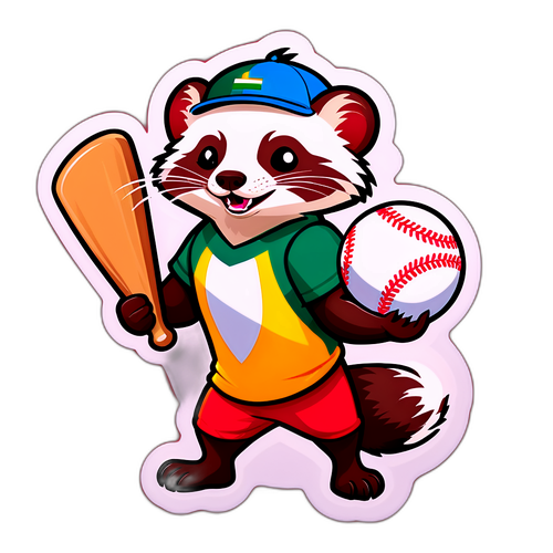 깜찍한 족제비와 야구공 스티커