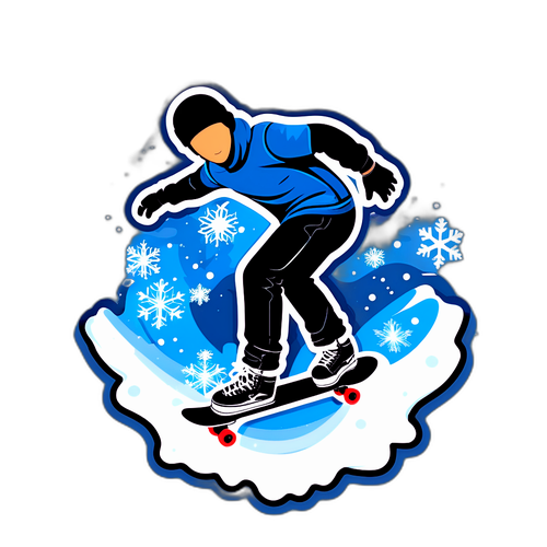 Winterowy naklejka ze skateboardzistą