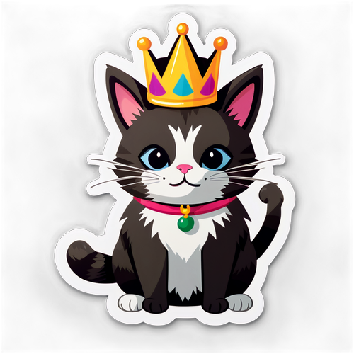 Autocollant de chat festif avec une couronne