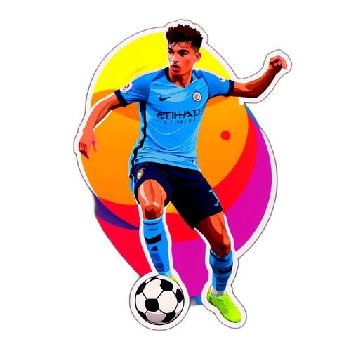 Brahim Diaz mit Ball auf multicolor Hintergrund