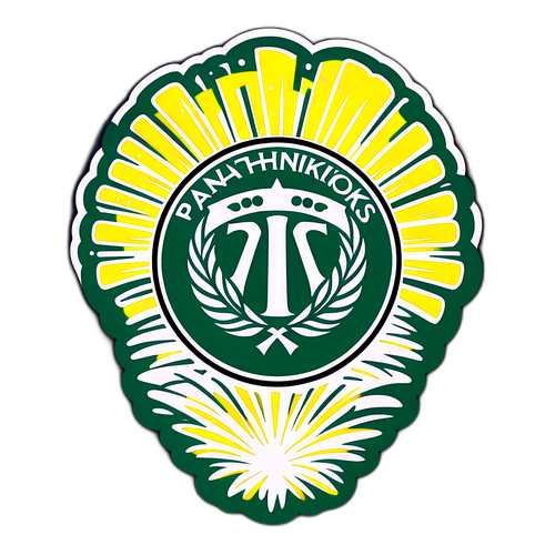 Αυτοκόλλητο με το λογότυπο του Παναθηναϊκού και πυροτεχνήματα