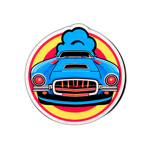 Eine charismatische Aufklebergestaltung von Christian Kohlund mit einem retro-cinematischen Ästhetik und modernem Twist