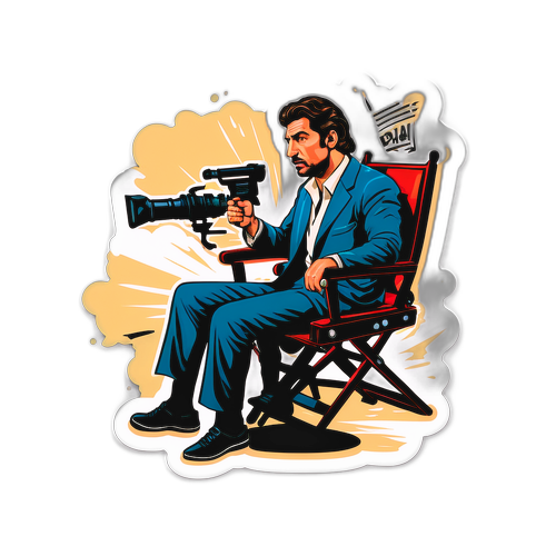 Un adesivo artistico di Michele Morrone in scena drammatica