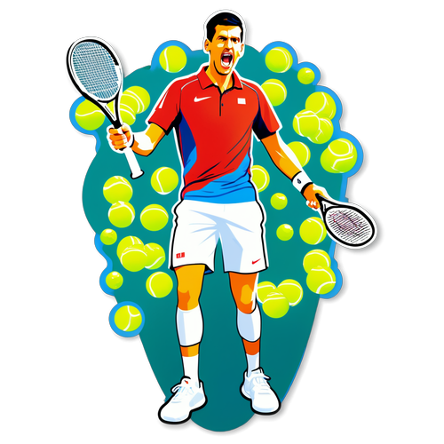 Illustration de Novak Djokovic célébrant une victoire