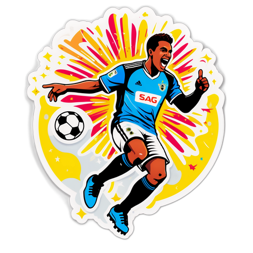 Sticker ya Mchezaji wa Santos akisherehekea Goli