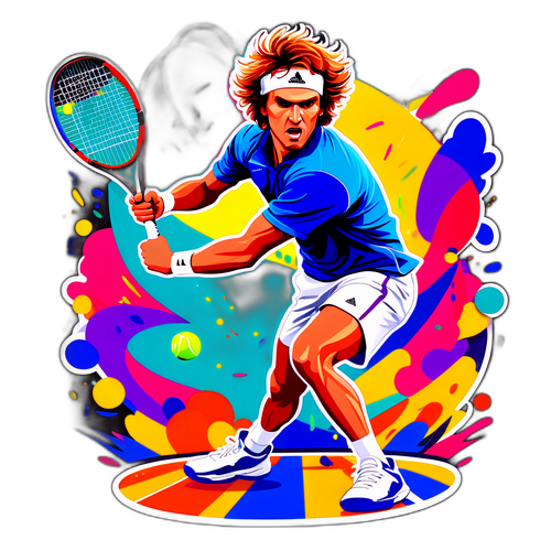 Illustrazione dinamica di un giocatore di tennis in azione