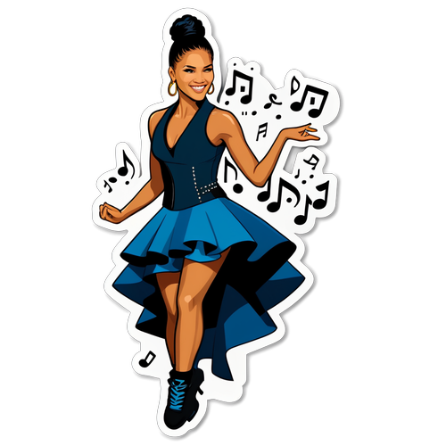 Whimsisk klistremerke av Cassie Ventura med musikalske noter
