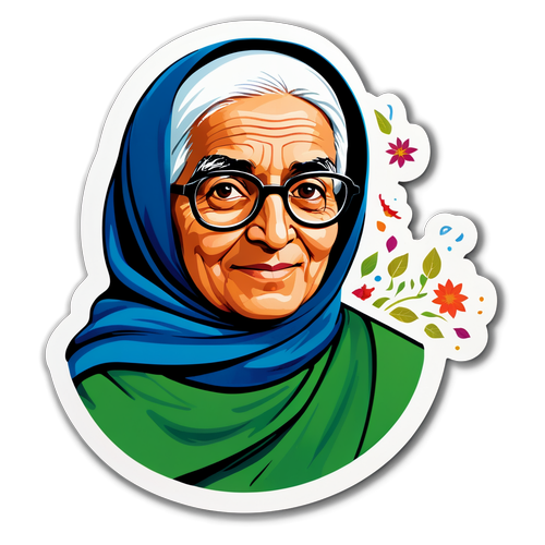 Sticker de Boualem Sansal, illustrant Rima Hassan dans un cadre littéraire