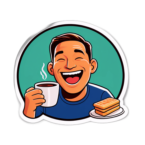 הוא משתף ממים על 'בנט' עם חברים בקפה, צוחק בשמחה.