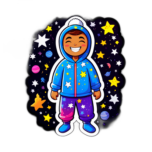 Personnage de dessin animé de "Eşref Ruya" flottant parmi les étoiles