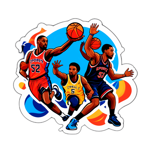 המדבקה מציגה את הלוגו של ספורט 5 עם שחקני כדורסל בפעולה