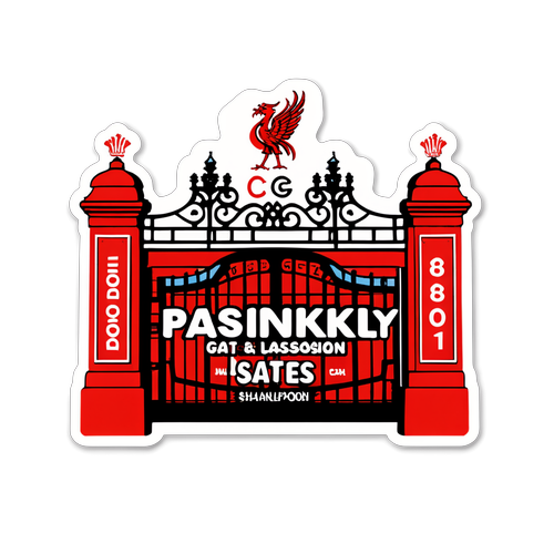 Liverpool-tema klistremerke med Shankly Gates