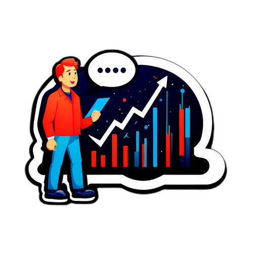 株式取引をテーマにした科学的デザインのステッカー