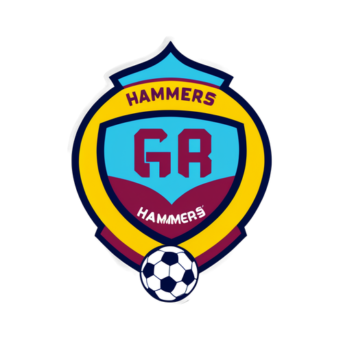 Maillot de football West Ham avec inscription 'Go Hammers!'