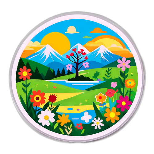 Peisaj din Crin Halaicu cu flori și simboluri ale biodiversității