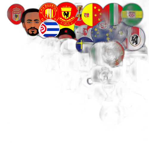 Những nhãn dán cho người hâm mộ với cờ, biểu ngữ và cầu thủ nổi tiếng