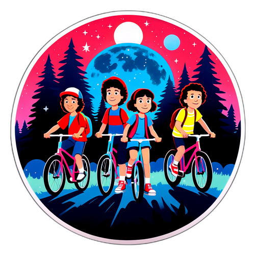 स्ट्रेंजर थिंग्स के पात्रों का रात का साइकिलिंग दृश्य