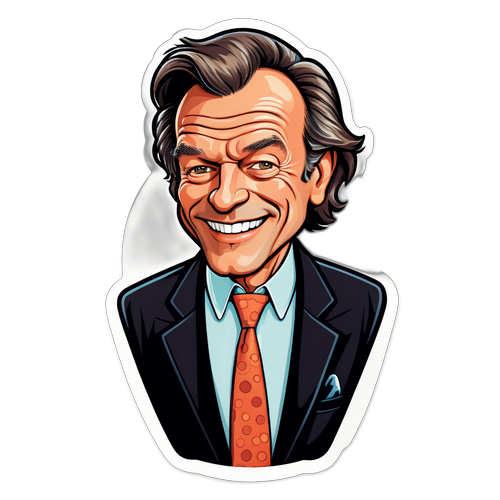 Adesivo Caricaturale di Klaus Davi con Elementi di Moda