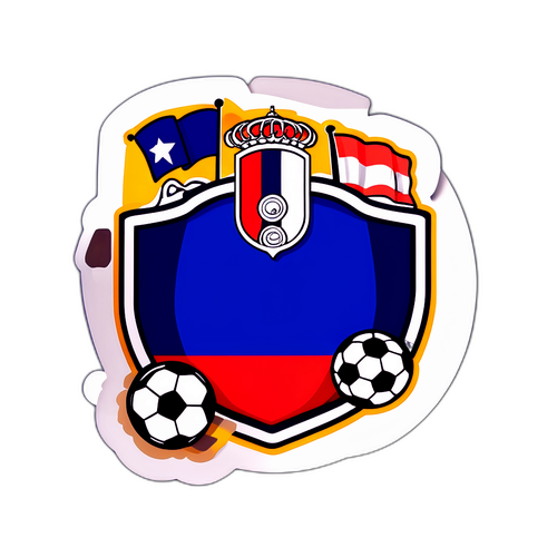Стикер с элементами футбольного клуба и флагов