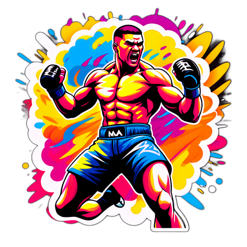 Siegreicher MMA Kämpfer im Ring