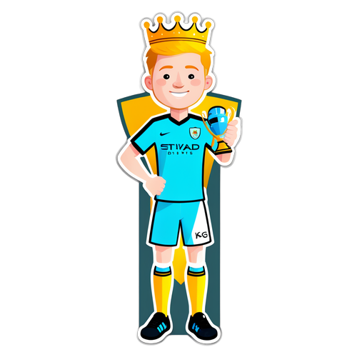 Kevin De Bruyne Cartoon met Kroon en Trofee