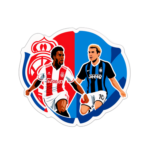Sticker creativ cu un meci imaginar între Ajax și Inter
