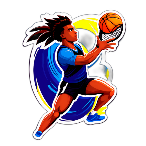 Sticker thể thao với vận động viên trong hành động