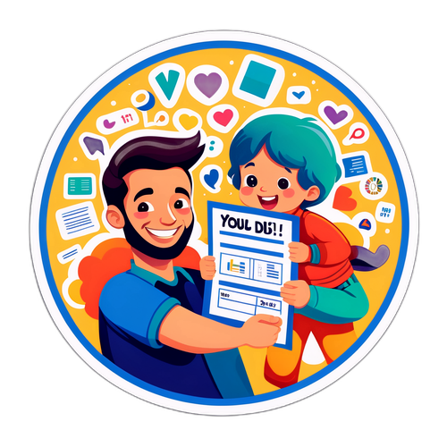 Desain Ceria Ayah dan Anak Merayakan Nilai