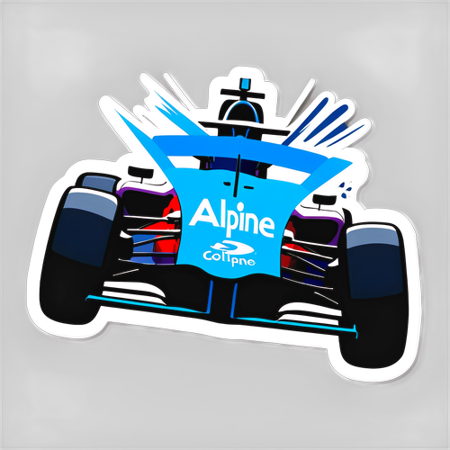 Sticker de Franco Colapinto en acción con el logo de Alpine