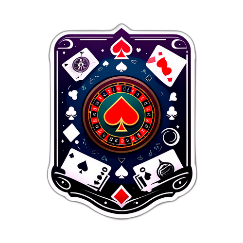 Casino Royale -teemainen nappi pelikorteilla ja ruletilla