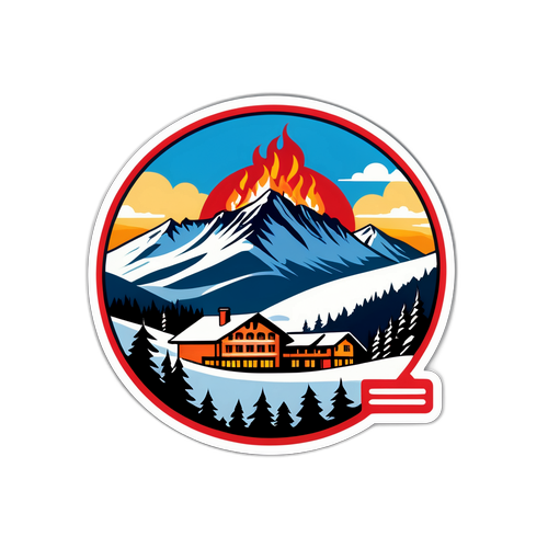 Stylisierte Darstellung des brennenden Hotels in Saalbach Hinterglemm