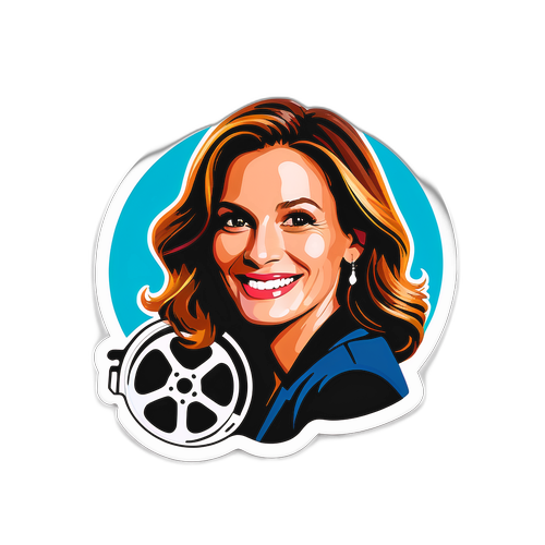 Farverig klistermærke med filmrullemotiv