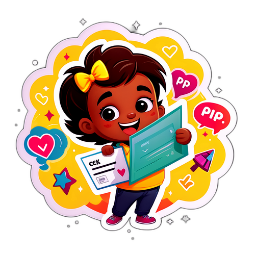 Karakter Kartun Lucu Memegang Sertifikat 'CEK PIP'