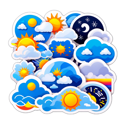 多樣化氣候的貼紙