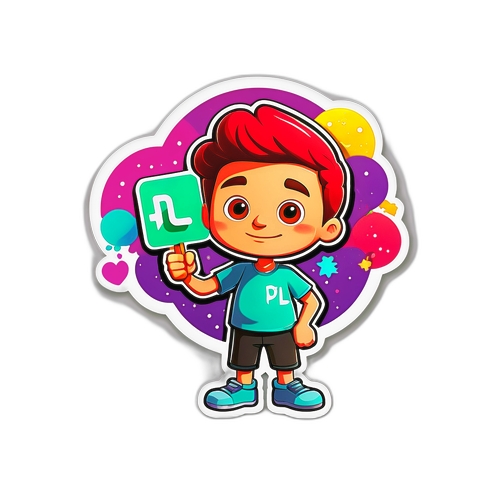 Masayang Sticker ng Cartoon na Karakter na may PLDT Sign