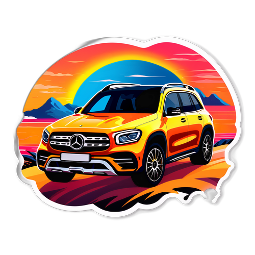 Mercedes GLB med solnedgång