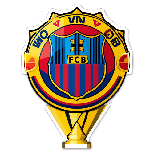 Sticker cu logo-ul FCB și trofee câștigate