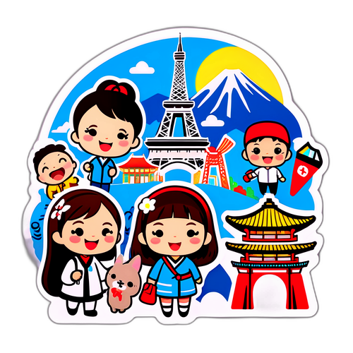 서울 여행을 즐기는 귀여운 캐릭터 스티커