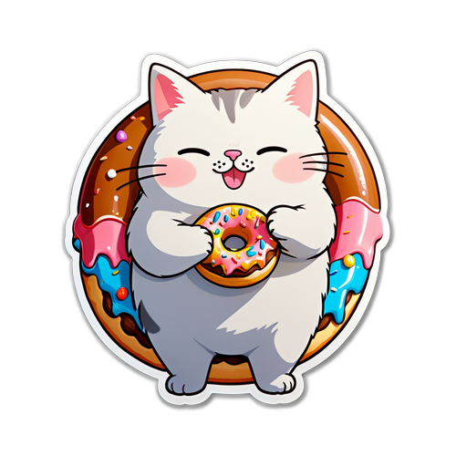 Kedili Donut: Bu Sevimli Sticker ile Gülümsemenizi Katlayın!