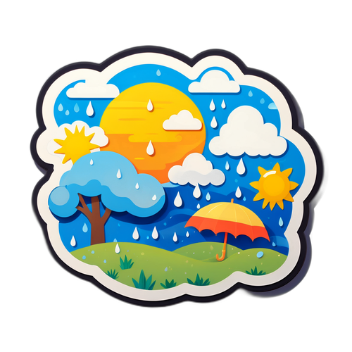 Makulay na Sticker ng Pagbabago ng Panahon