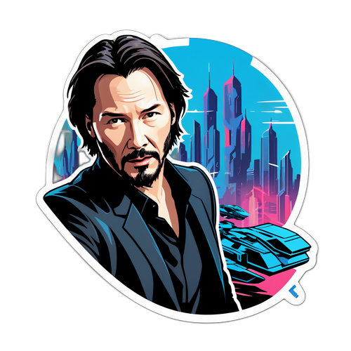 Keanu Reeves i action i en futuristisk stad