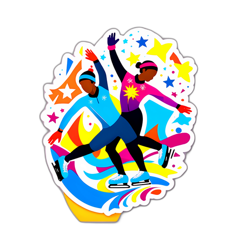 Sticker sărbătorind diversitatea la Jocurile Olimpice de Iarnă prin diferite stiluri de patinaj artistic